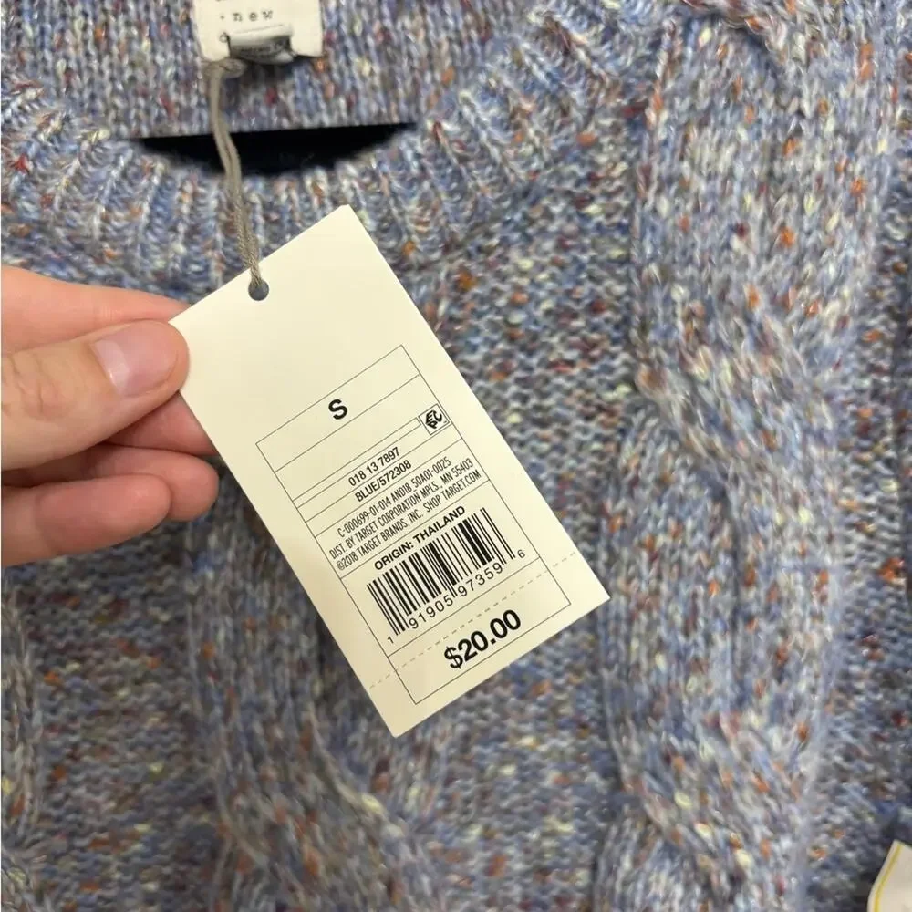 NWT Target A New Day Cable Knit Crewneck Sweater in Light Blue Heather - Size S
